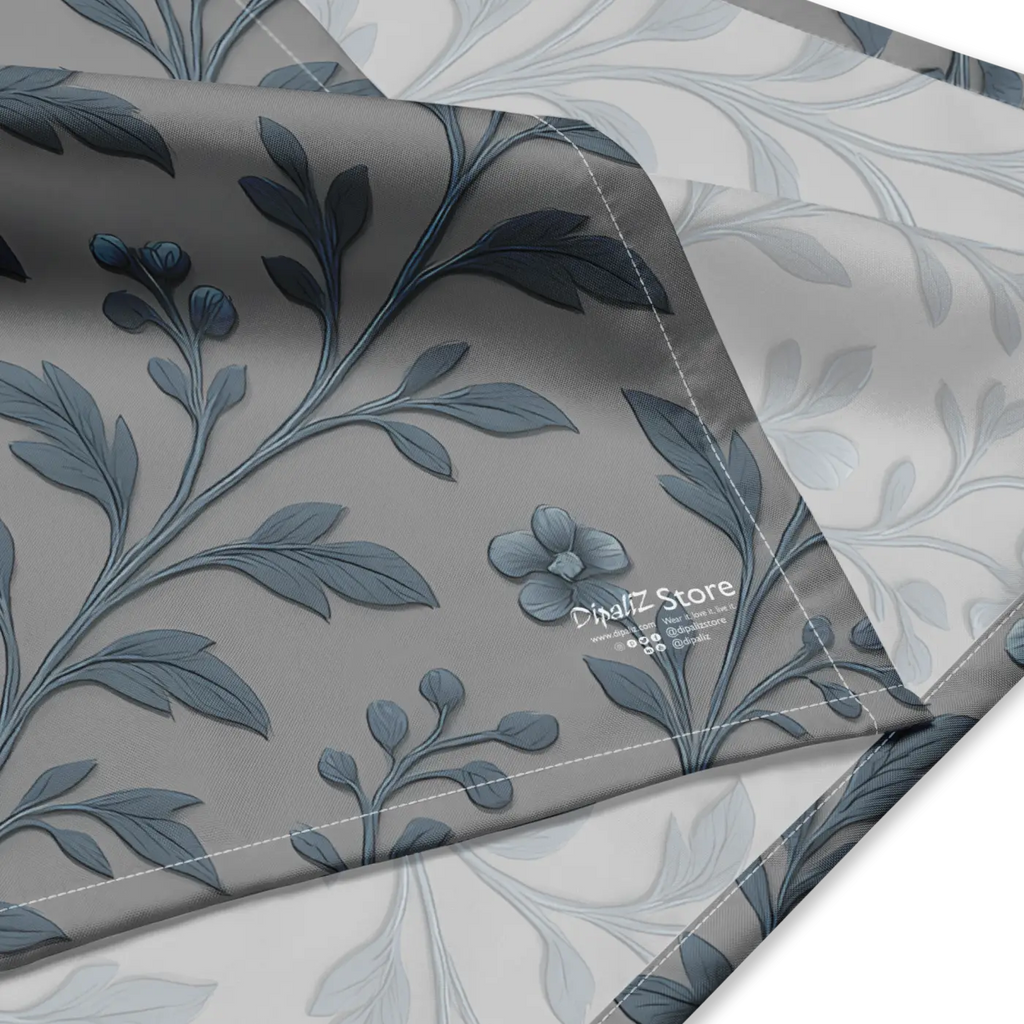 Floral Vines All-Over Print Bandana - Greyish Blue UPF50 - DipaliZ