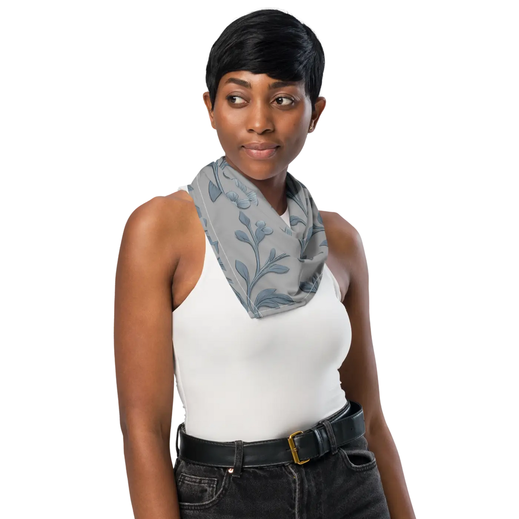 Floral Vines All-Over Print Bandana - Greyish Blue UPF50 - DipaliZ