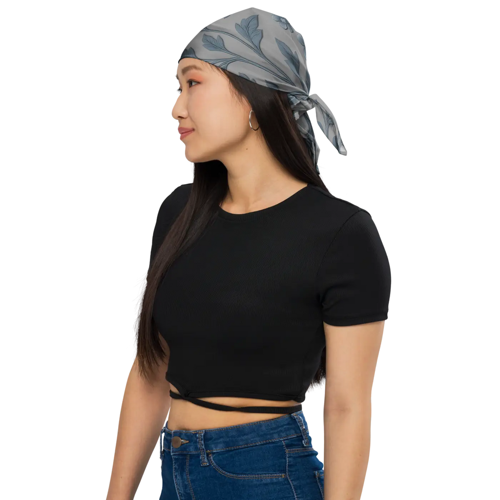 Floral Vines All-Over Print Bandana - Greyish Blue UPF50 - DipaliZ