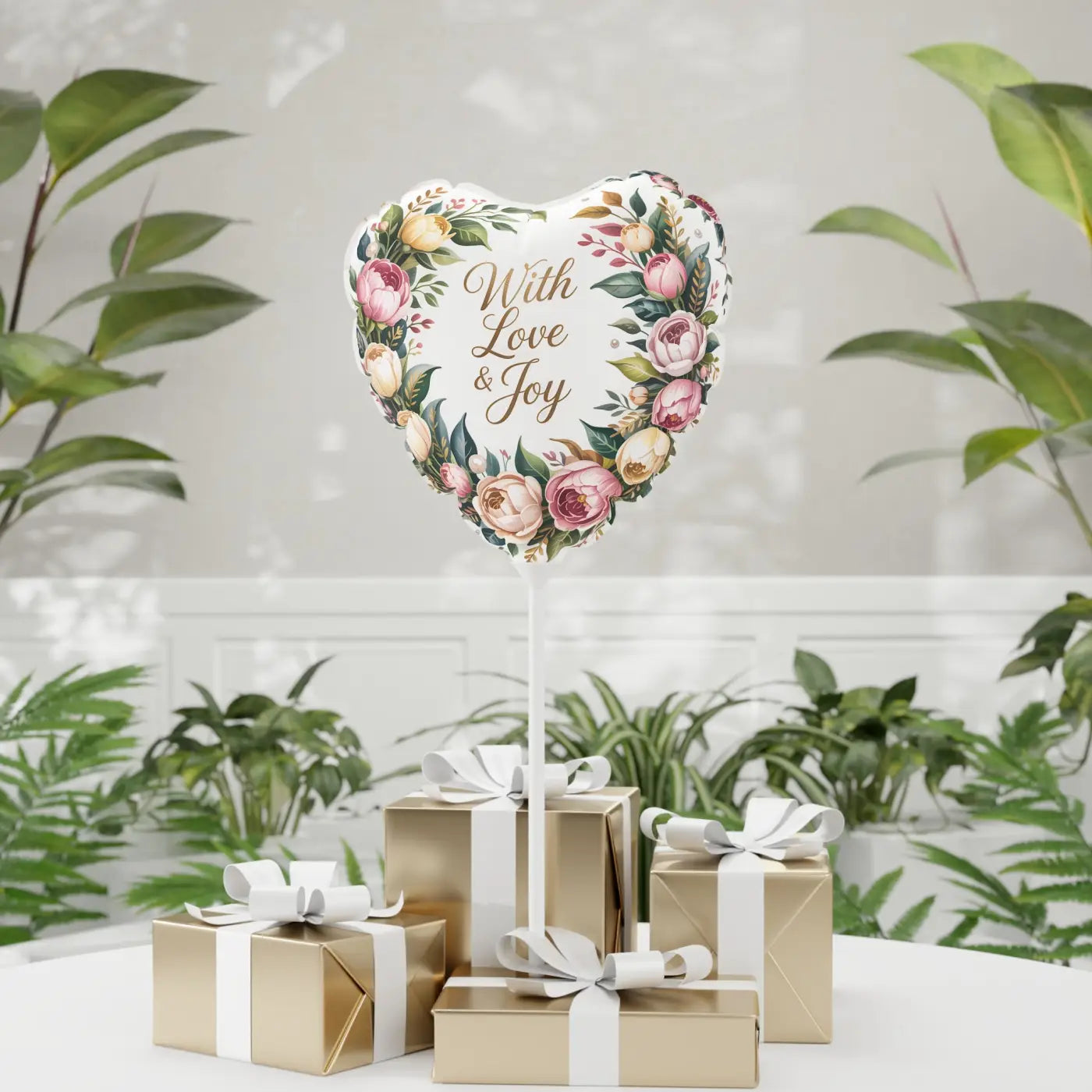 Floral Wedding Heart-Shaped Balloon - Party Celebration - DipaliZ