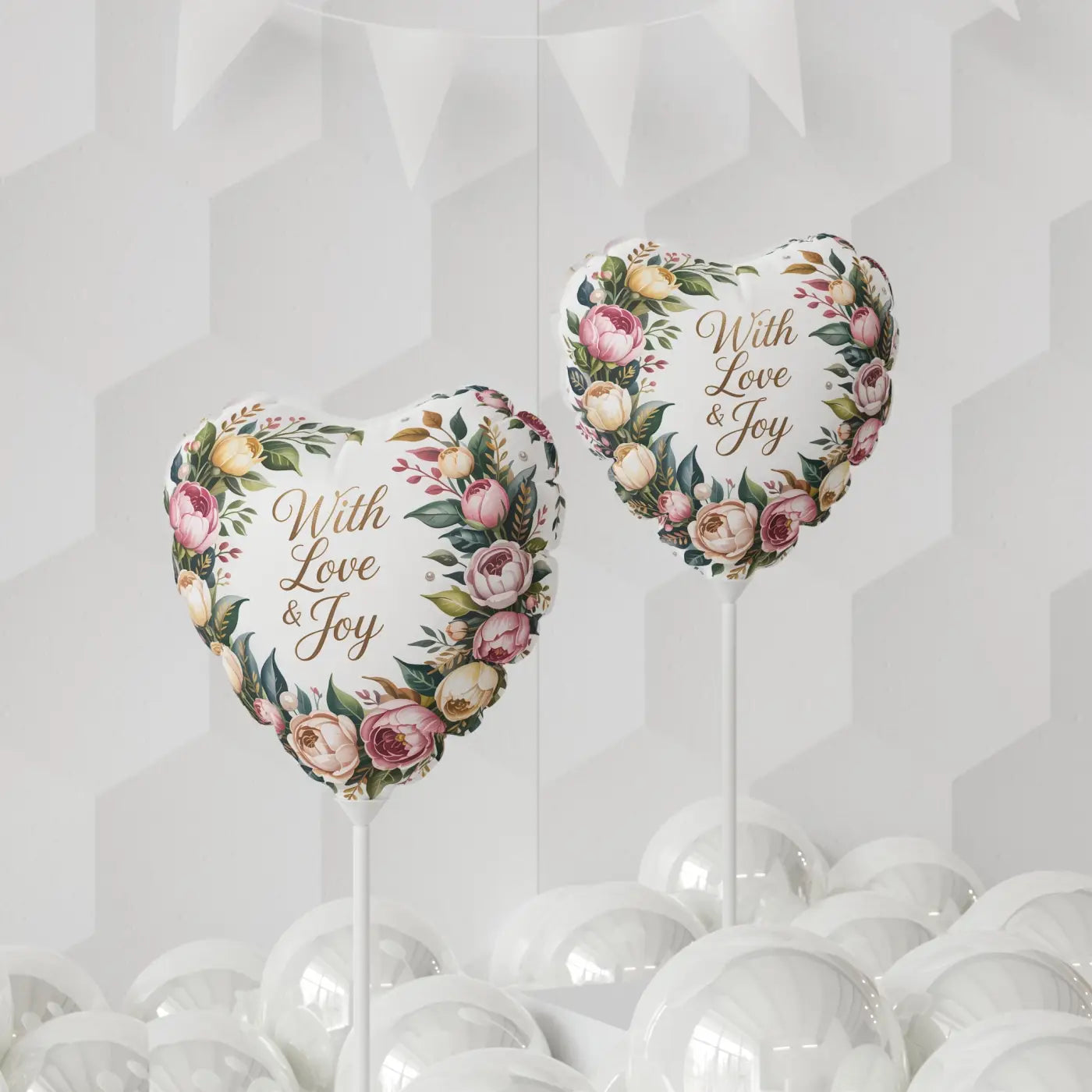 Floral Wedding Heart-Shaped Balloon - Party Celebration - DipaliZ