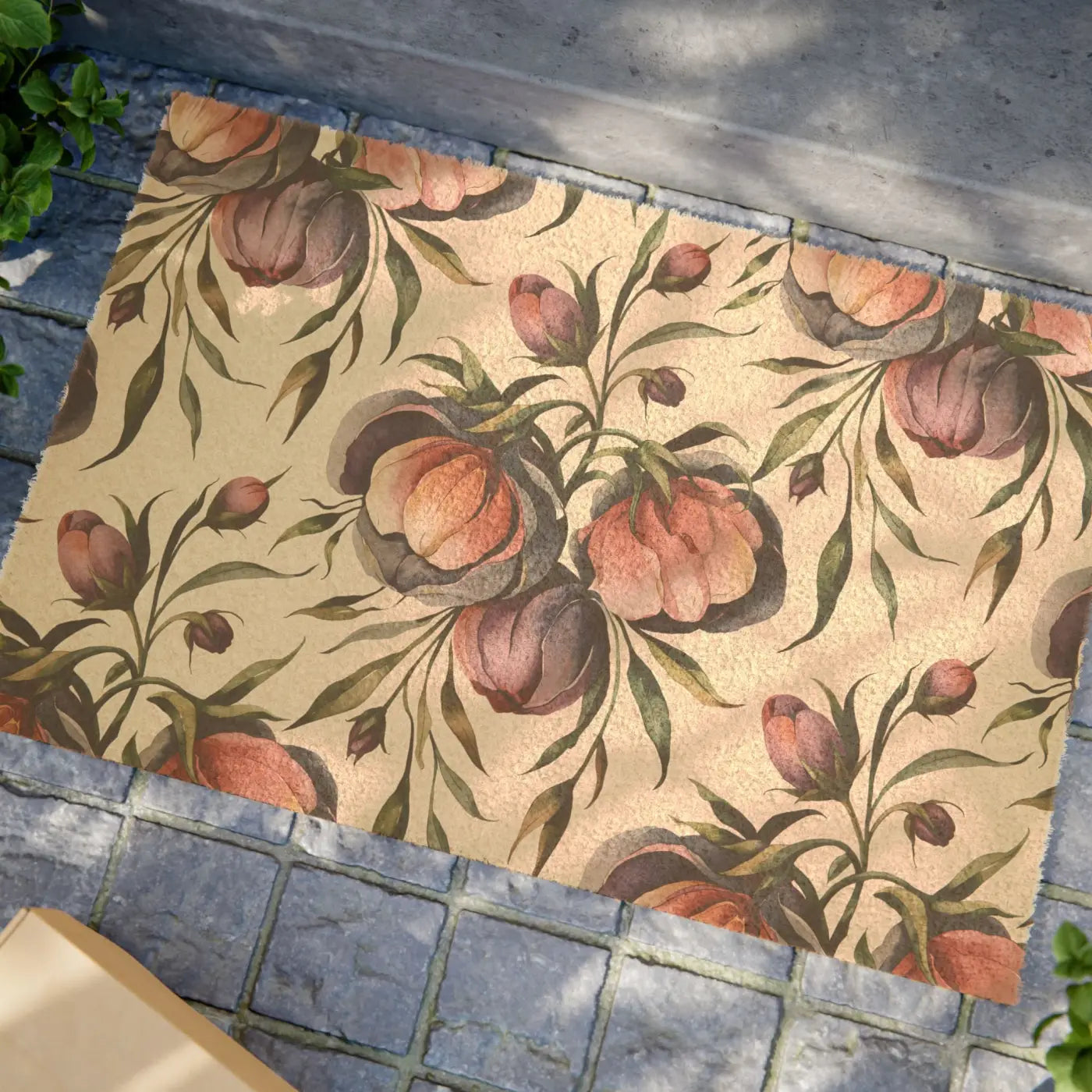 Vintage Botanical Doormat - Eco-Friendly Coconut Coir Fiber - DipaliZ