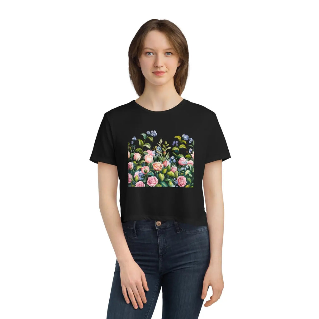 Flowy Cropped Tee - Garden Lovers Summer Style - DipaliZ