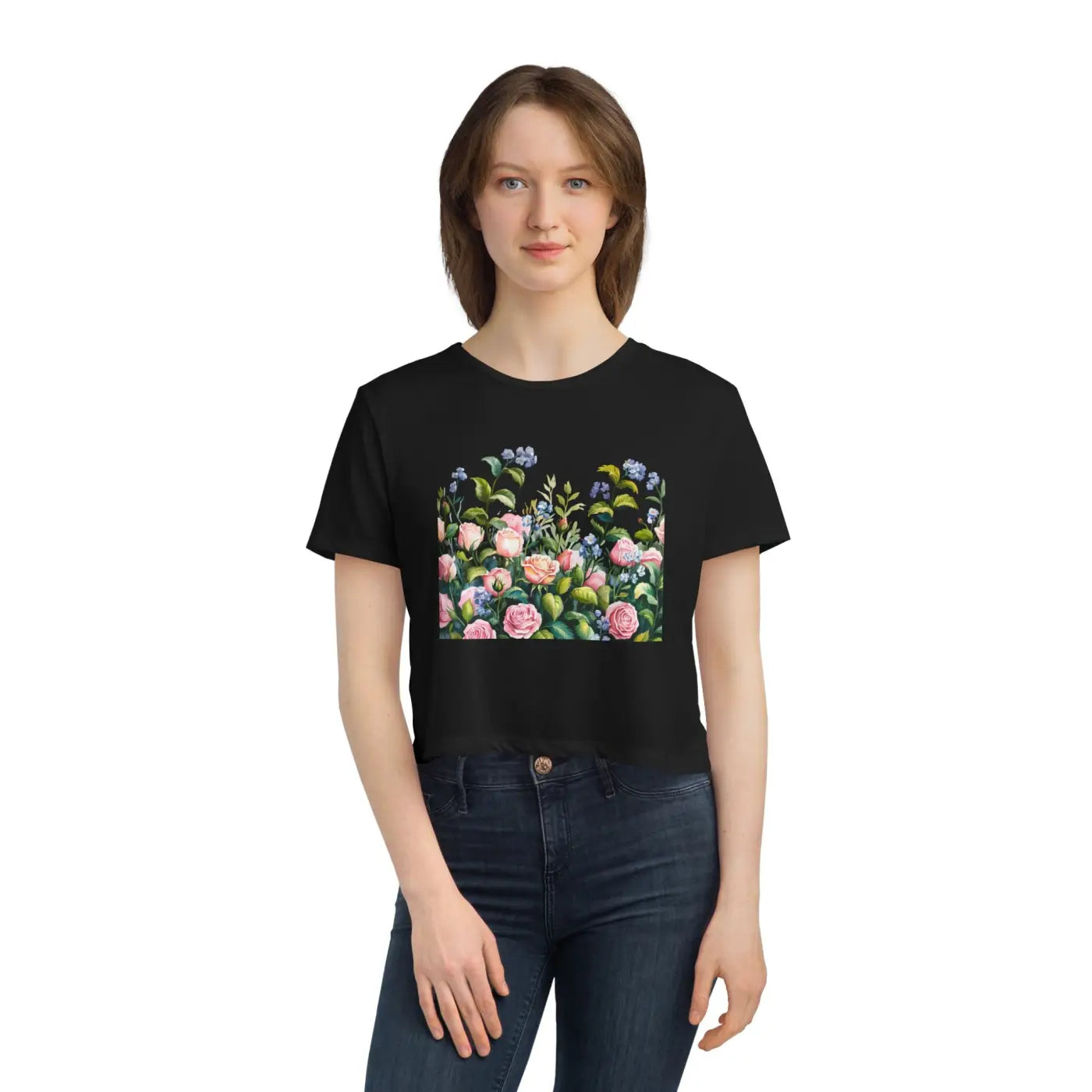 Flowy Cropped Tee - Garden Lovers Summer Style - DipaliZ