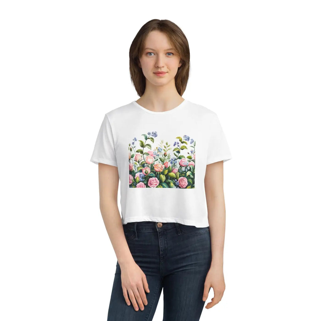 Flowy Cropped Tee - Garden Lovers Summer Style - DipaliZ