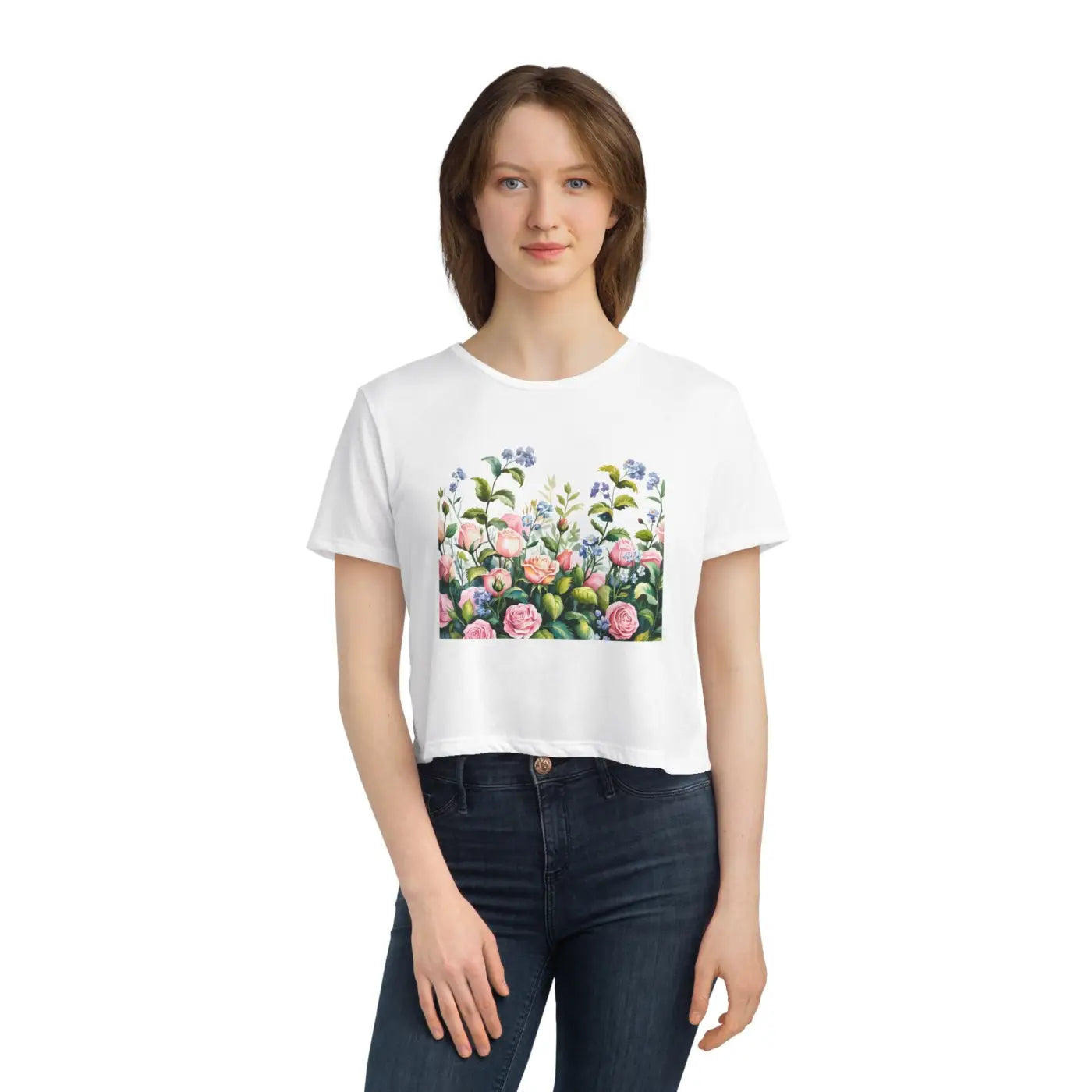 Flowy Cropped Tee - Garden Lovers Summer Style - DipaliZ