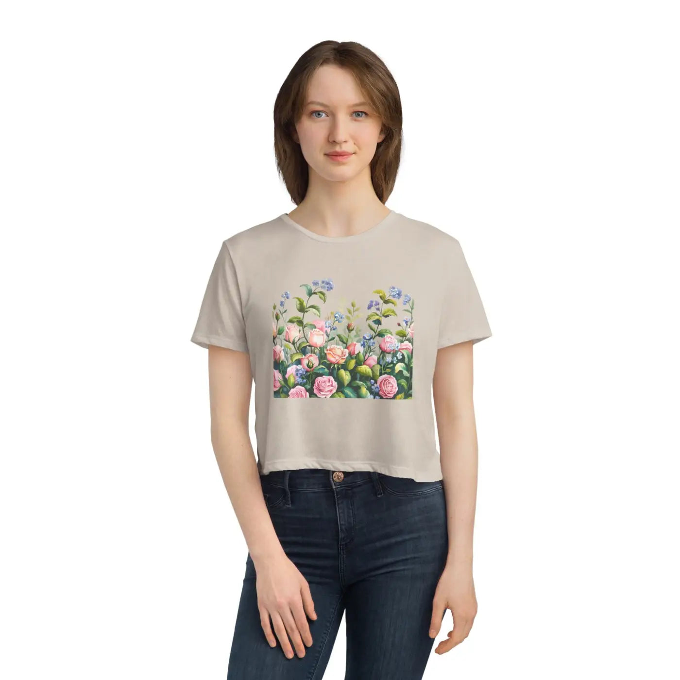 Flowy Cropped Tee - Garden Lovers Summer Style - DipaliZ