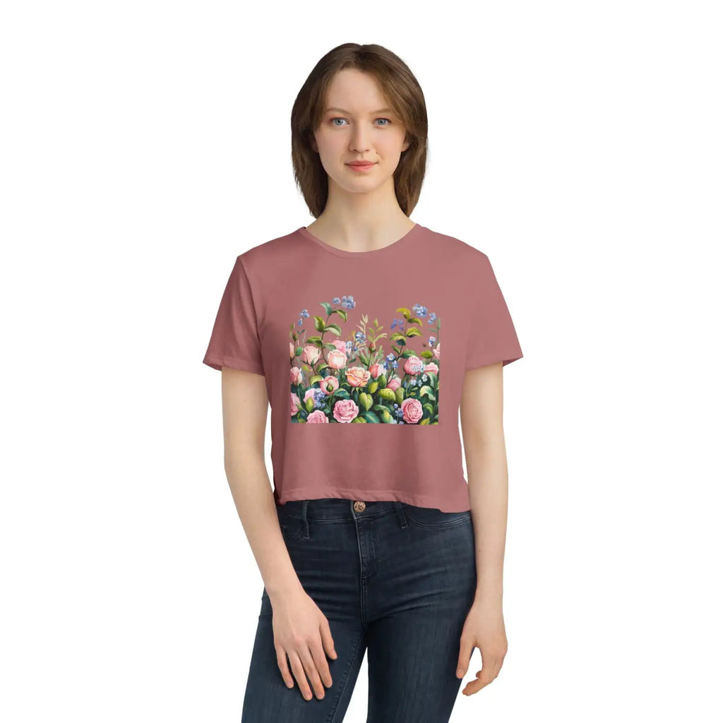 Flowy Cropped Tee - Garden Lovers Summer Style - DipaliZ