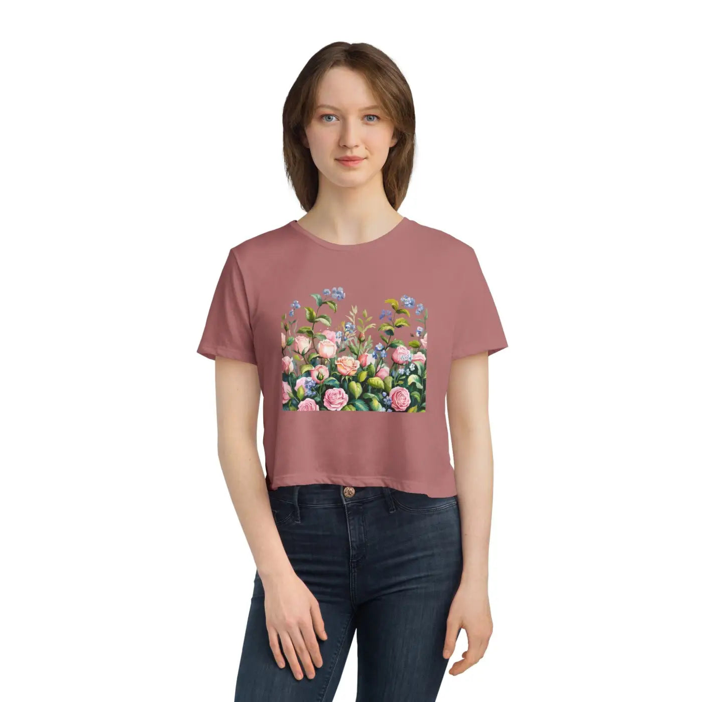 Flowy Cropped Tee - Garden Lovers Summer Style - DipaliZ