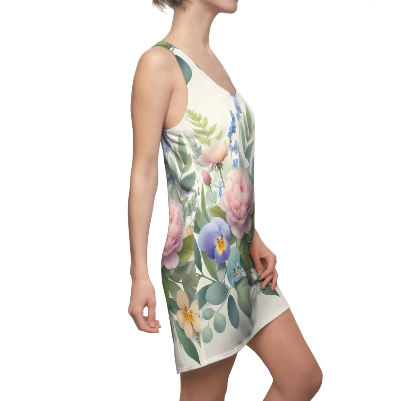 Floral Racerback Dress - Garden Party Elegant Summer Style - DipaliZ
