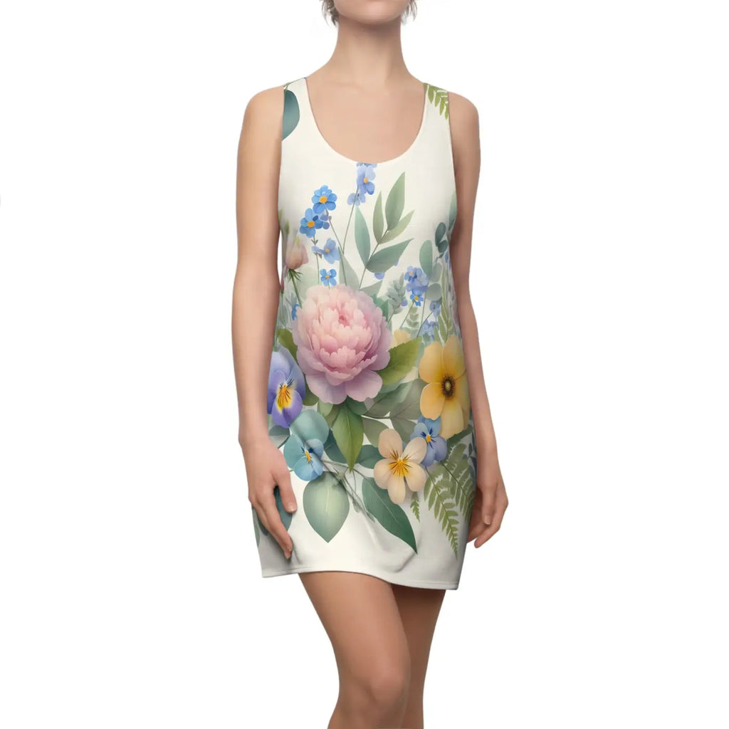 Floral Racerback Dress - Garden Party Elegant Summer Style - DipaliZ