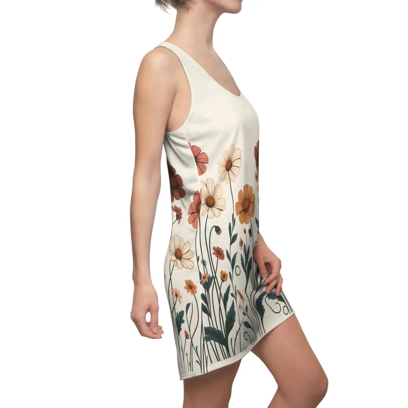 Women's Floral Racerback Dress - Summer Casual Style - DipaliZ