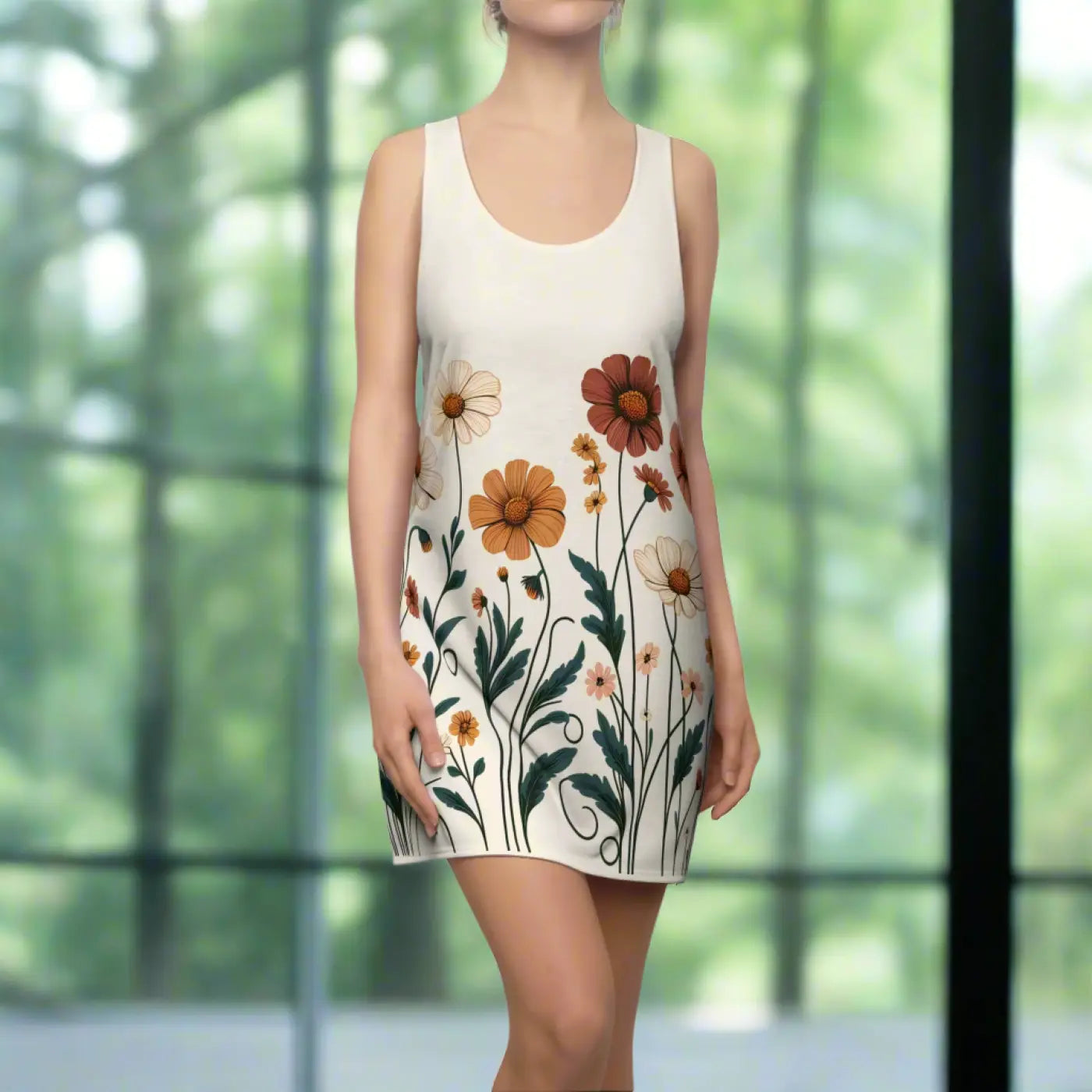 Women's Floral Racerback Dress - Summer Casual Style - DipaliZ