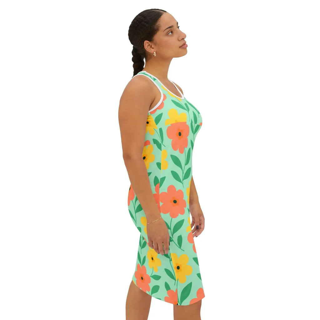 Floral Summer Dress - Racerback Vacation Style - DipaliZ