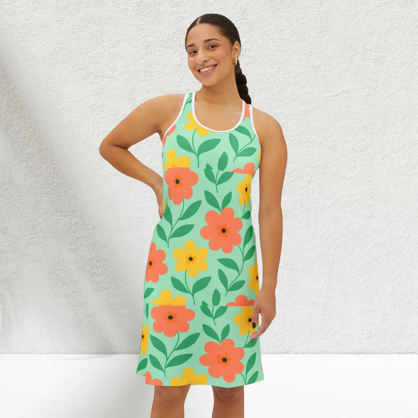 Floral Summer Dress - Racerback Vacation Style - DipaliZ