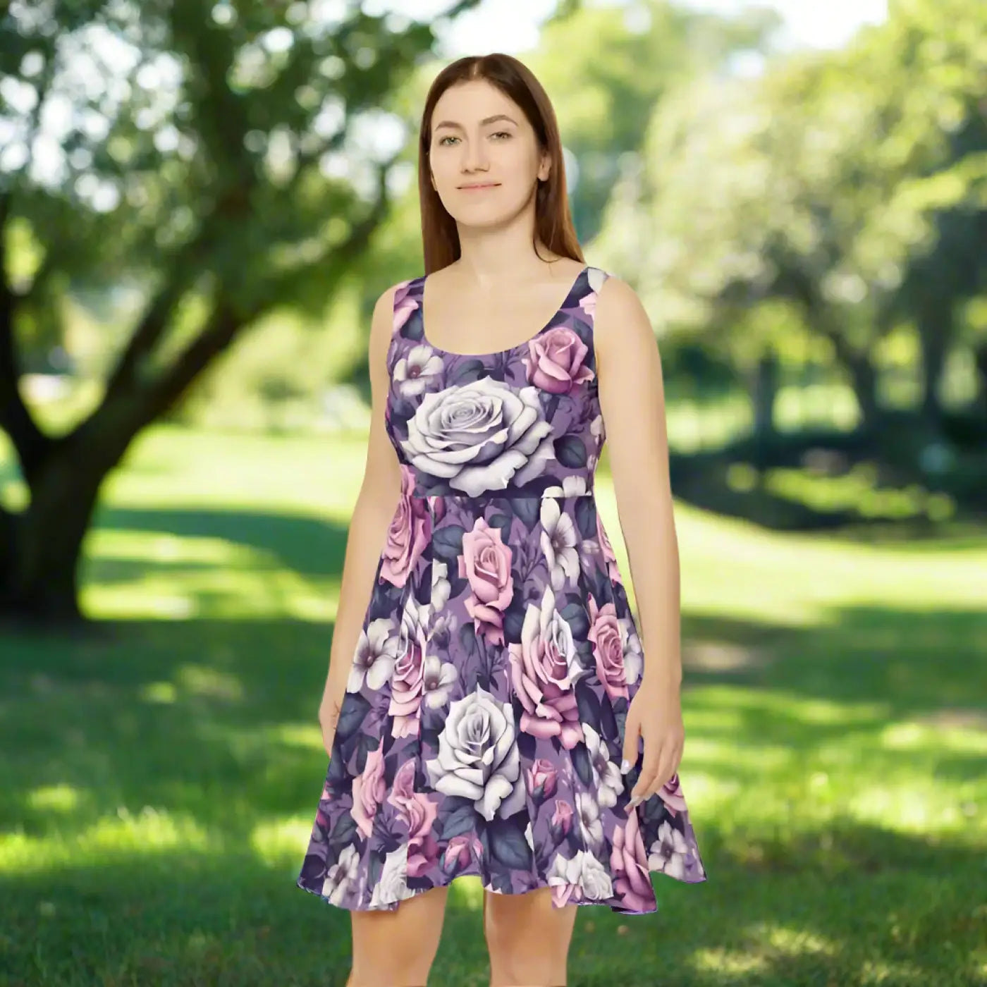 Floral Skater Dress - Vibrant Garden Party Style - DipaliZ