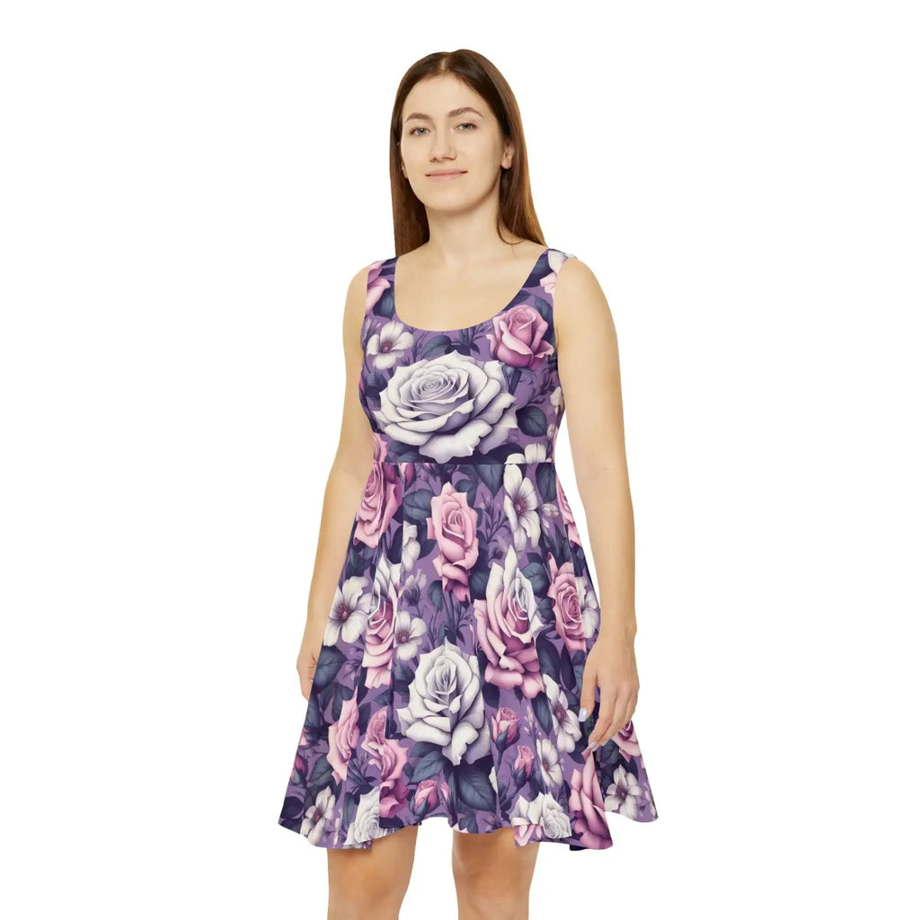 Floral Skater Dress - Vibrant Garden Party Style - DipaliZ