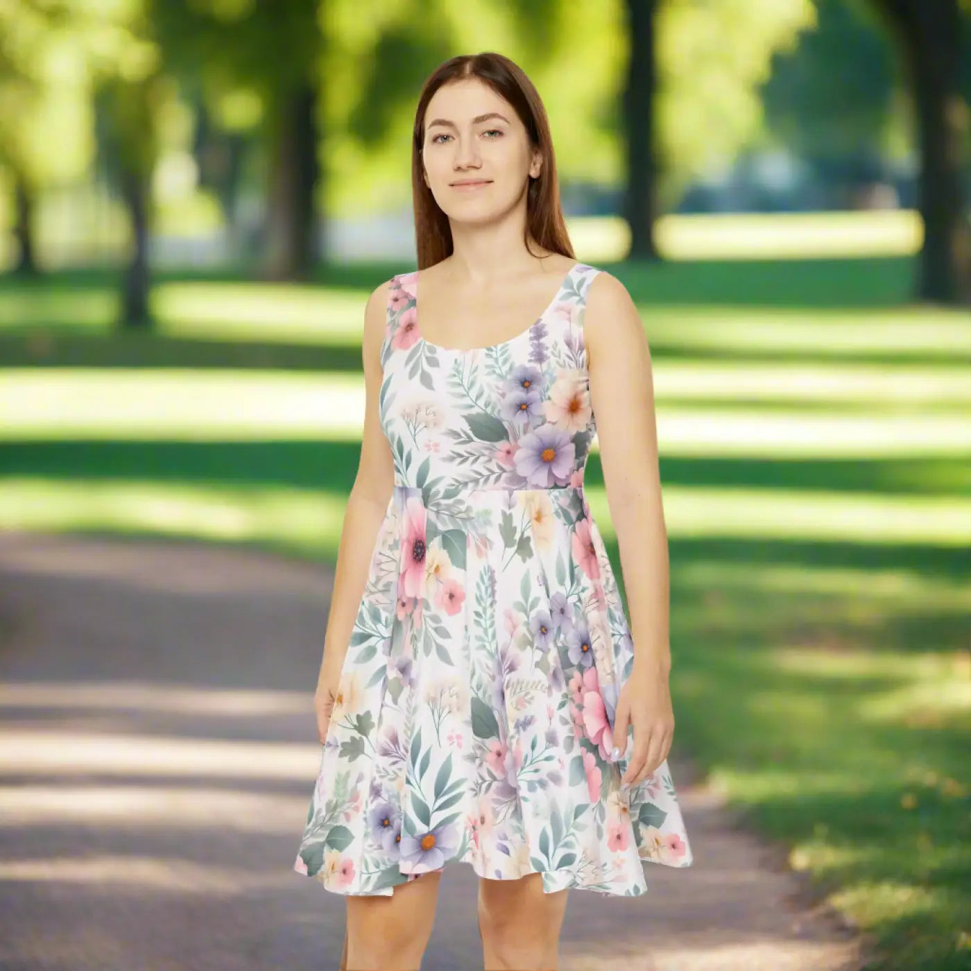 Vibrant Floral Women's Skater Dress - Spring Events - DipaliZ