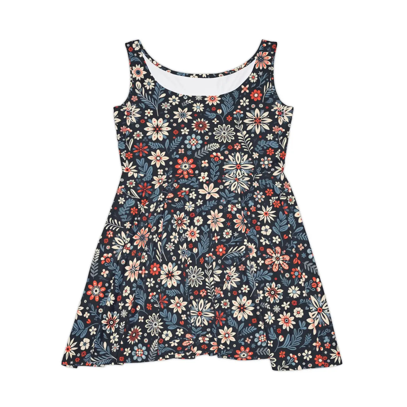 Vibrant Skater Dress - Floral Stylish Summer Casual Outfit - DipaliZ