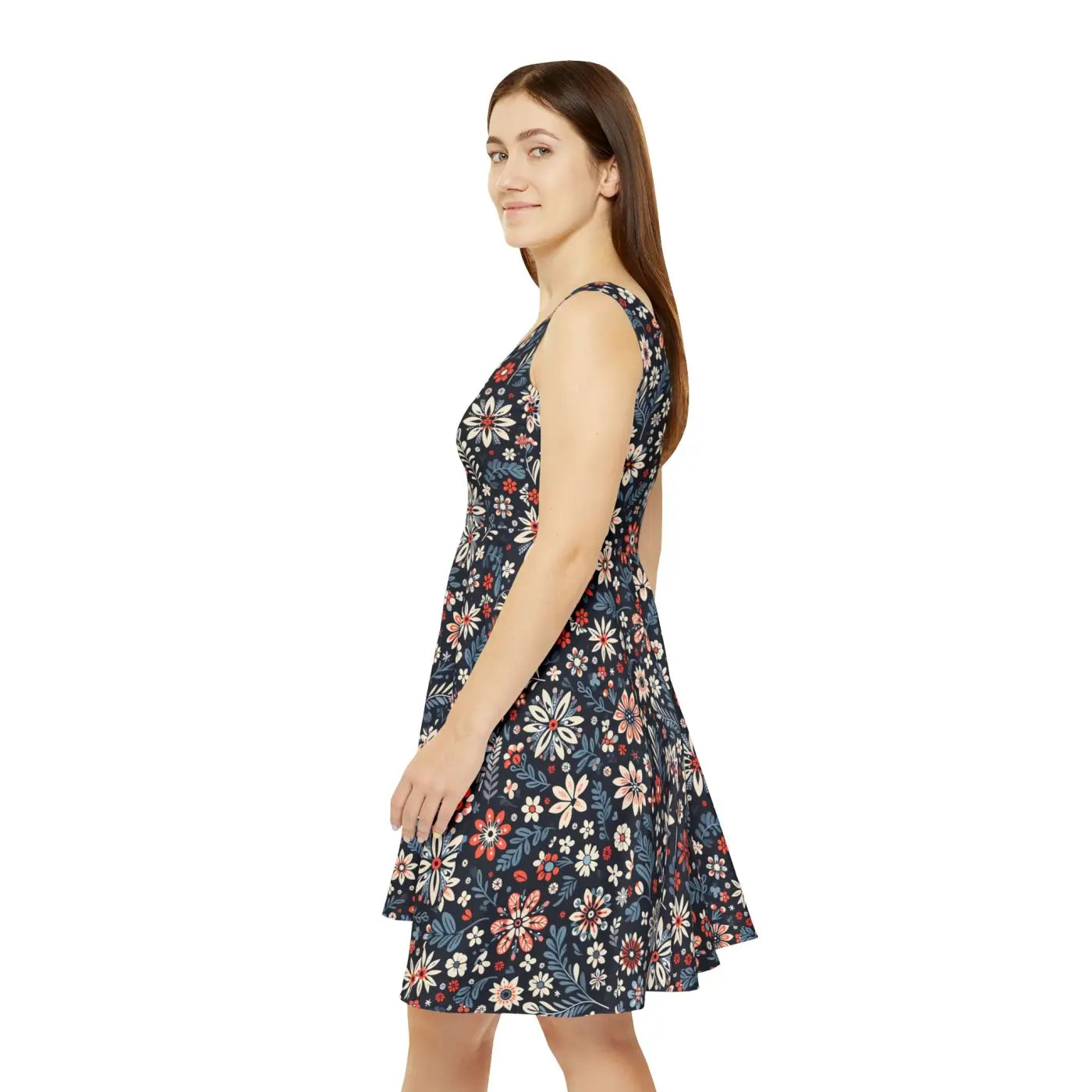 Vibrant Skater Dress - Floral Stylish Summer Casual Outfit - DipaliZ