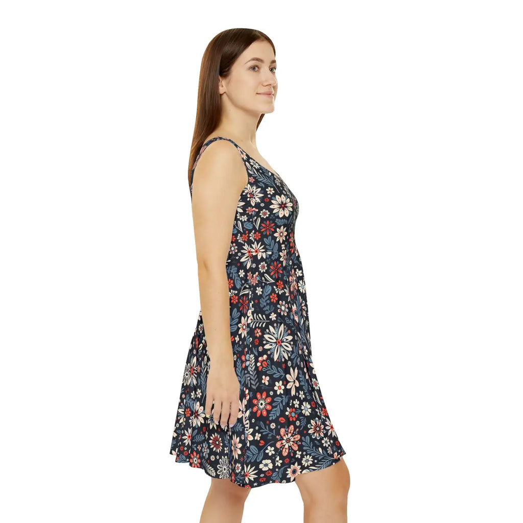 Vibrant Skater Dress - Floral Stylish Summer Casual Outfit - DipaliZ