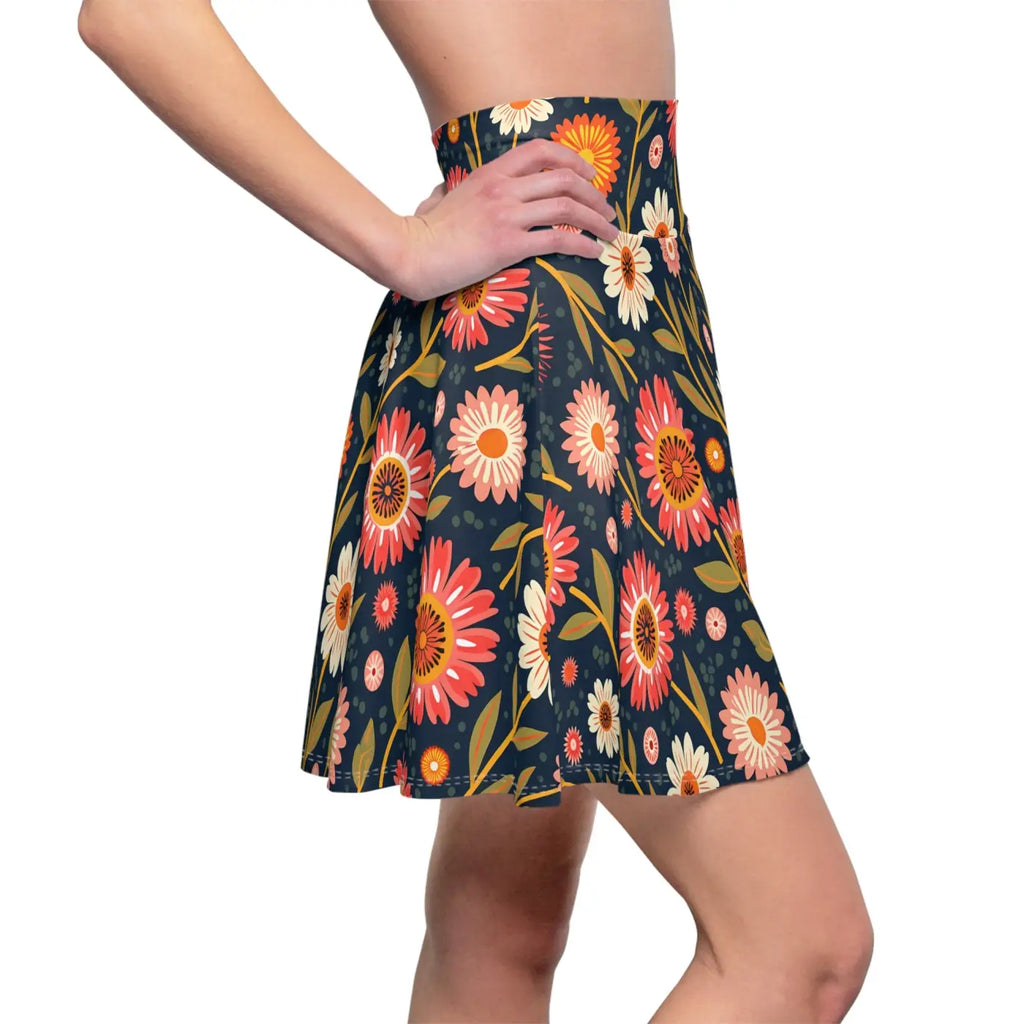Floral Women's Skater Skirt - Stretch Fabric - DipaliZ
