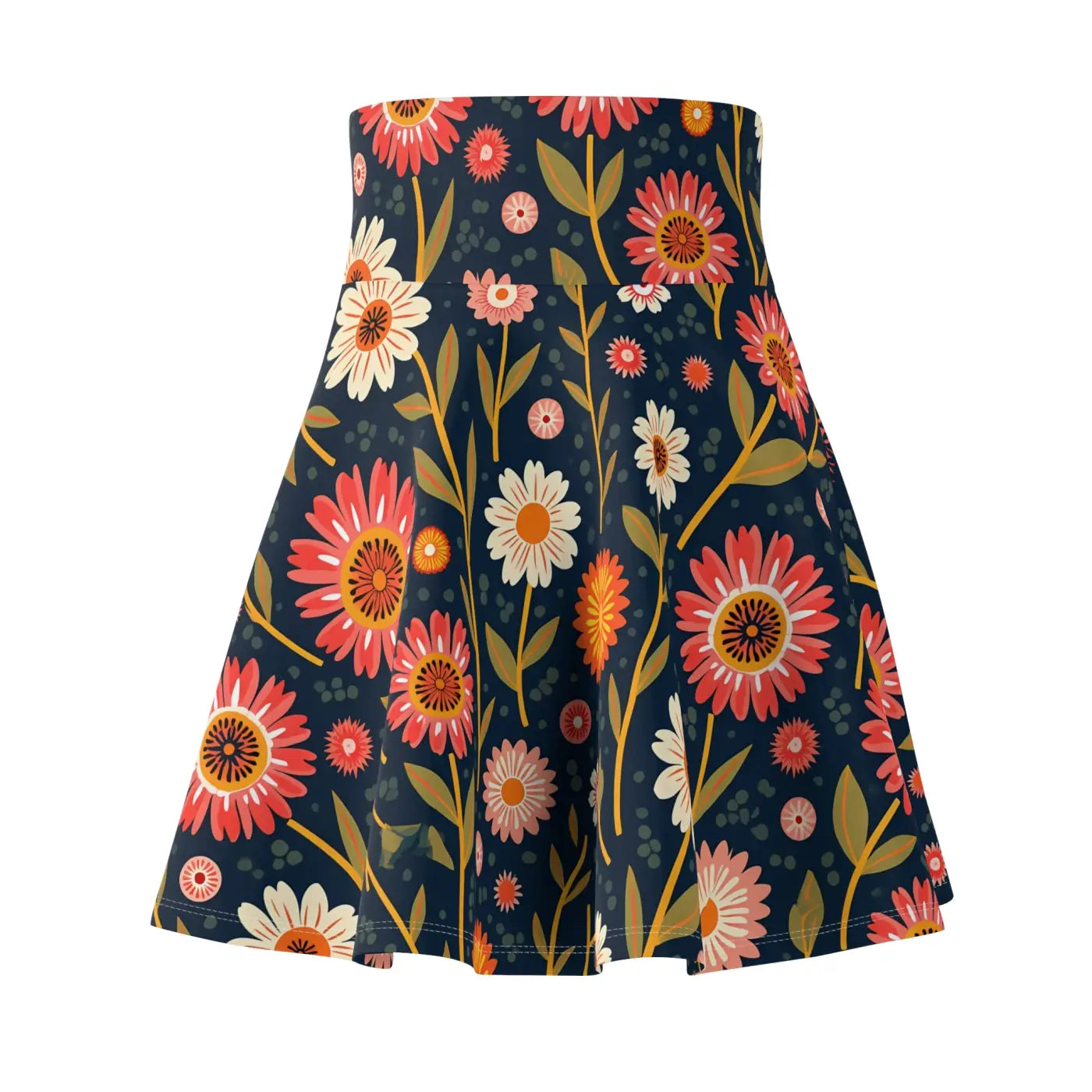 Floral Women's Skater Skirt - Stretch Fabric - DipaliZ