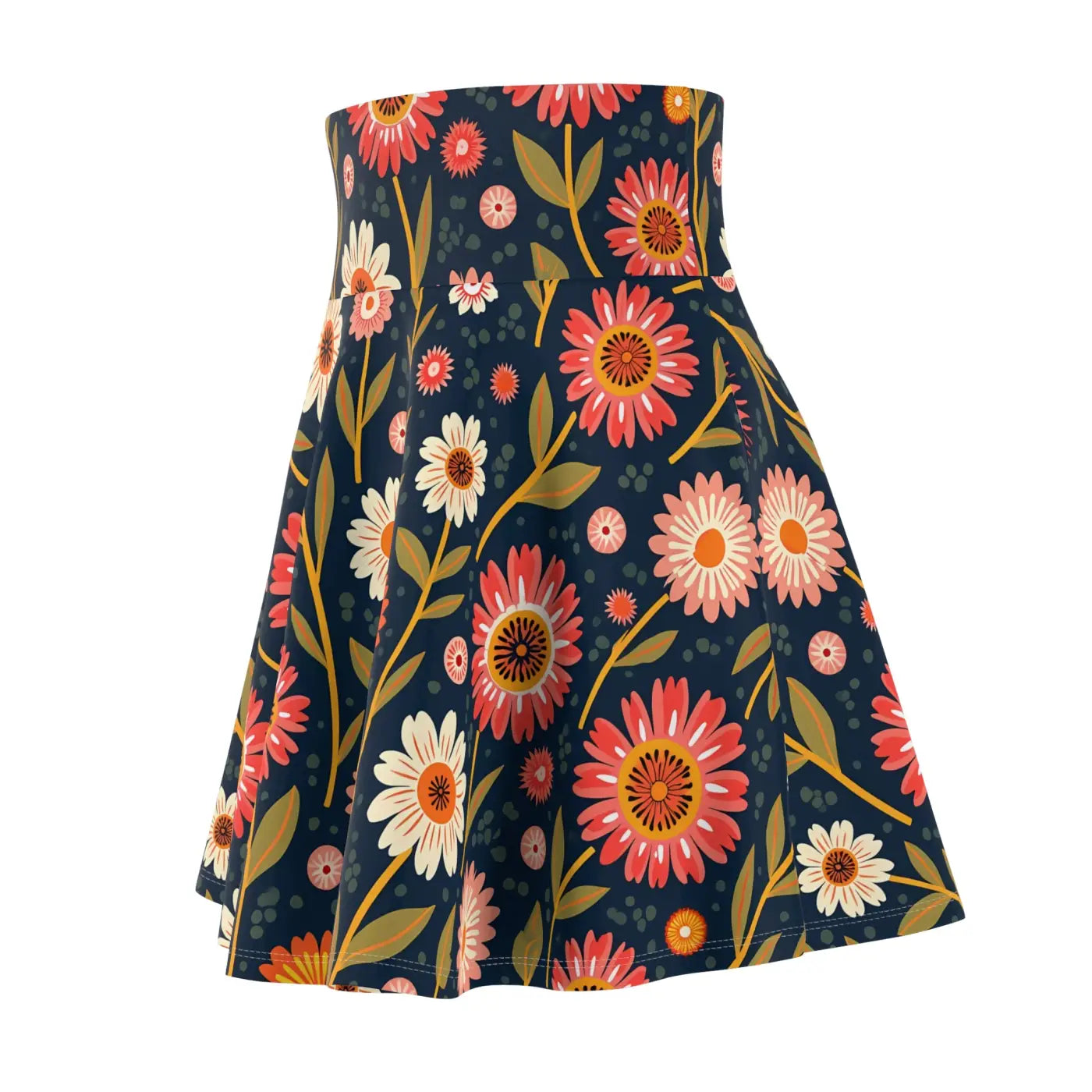 Floral Women's Skater Skirt - Stretch Fabric - DipaliZ