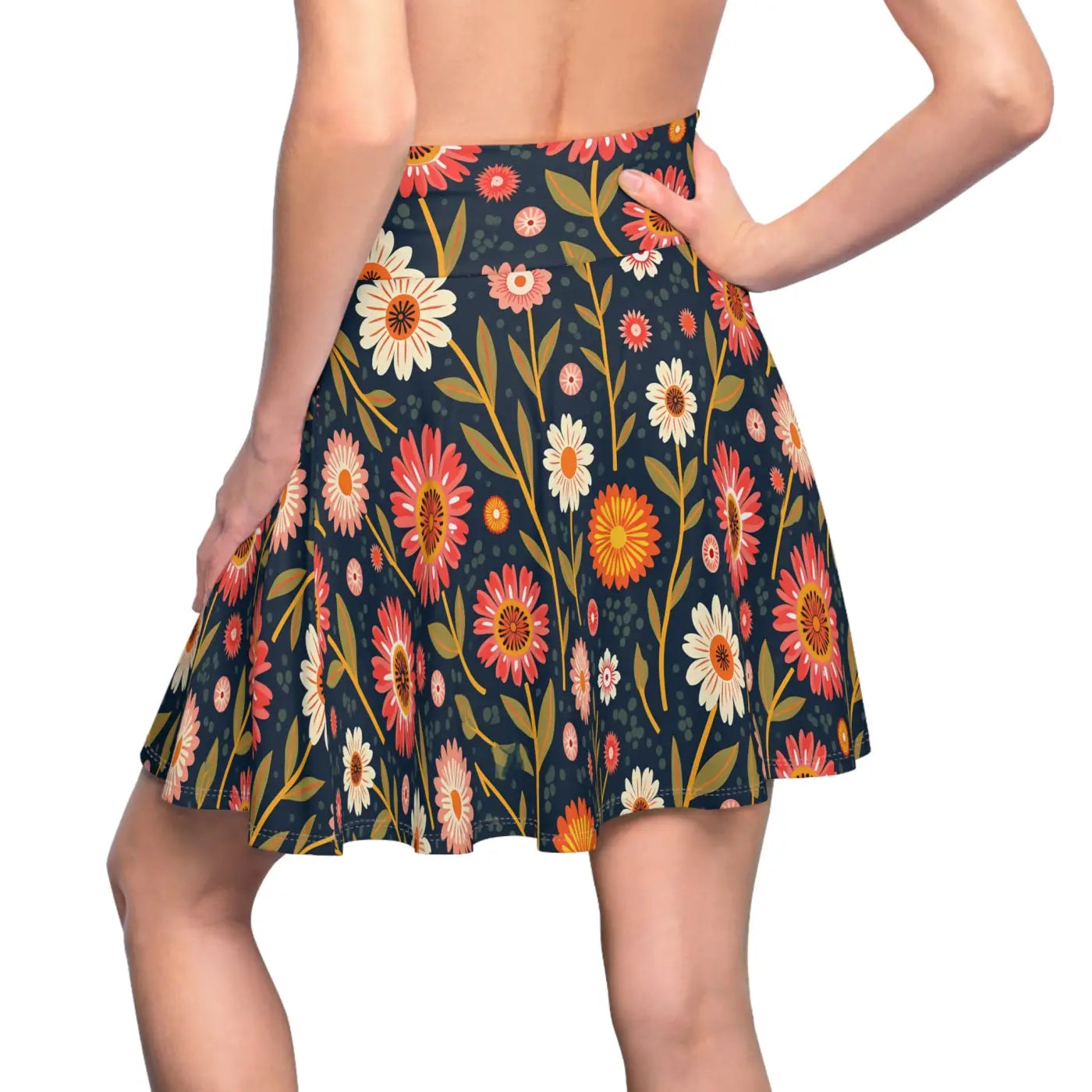 Floral Women's Skater Skirt - Stretch Fabric - DipaliZ