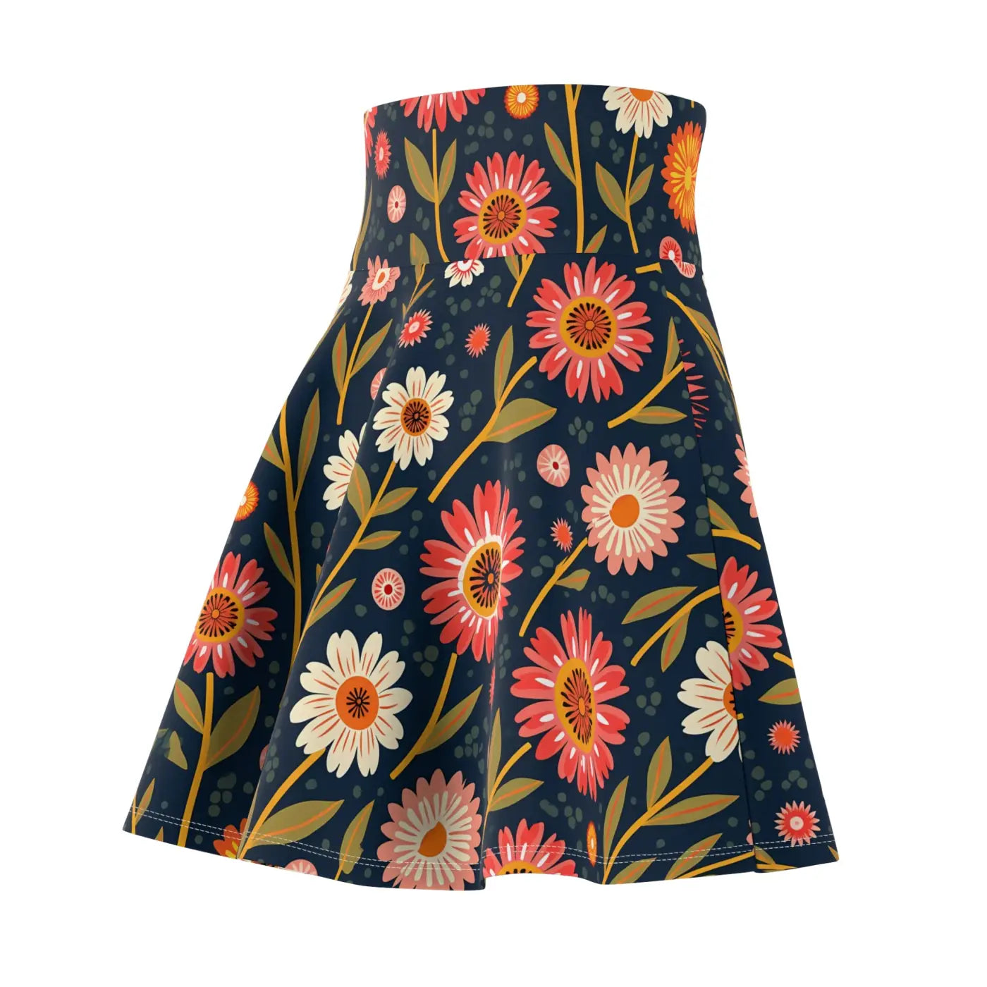 Floral Women's Skater Skirt - Stretch Fabric - DipaliZ