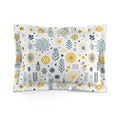 Grey Microfiber Pillow Sham - Vibrant Floral Design - DipaliZ