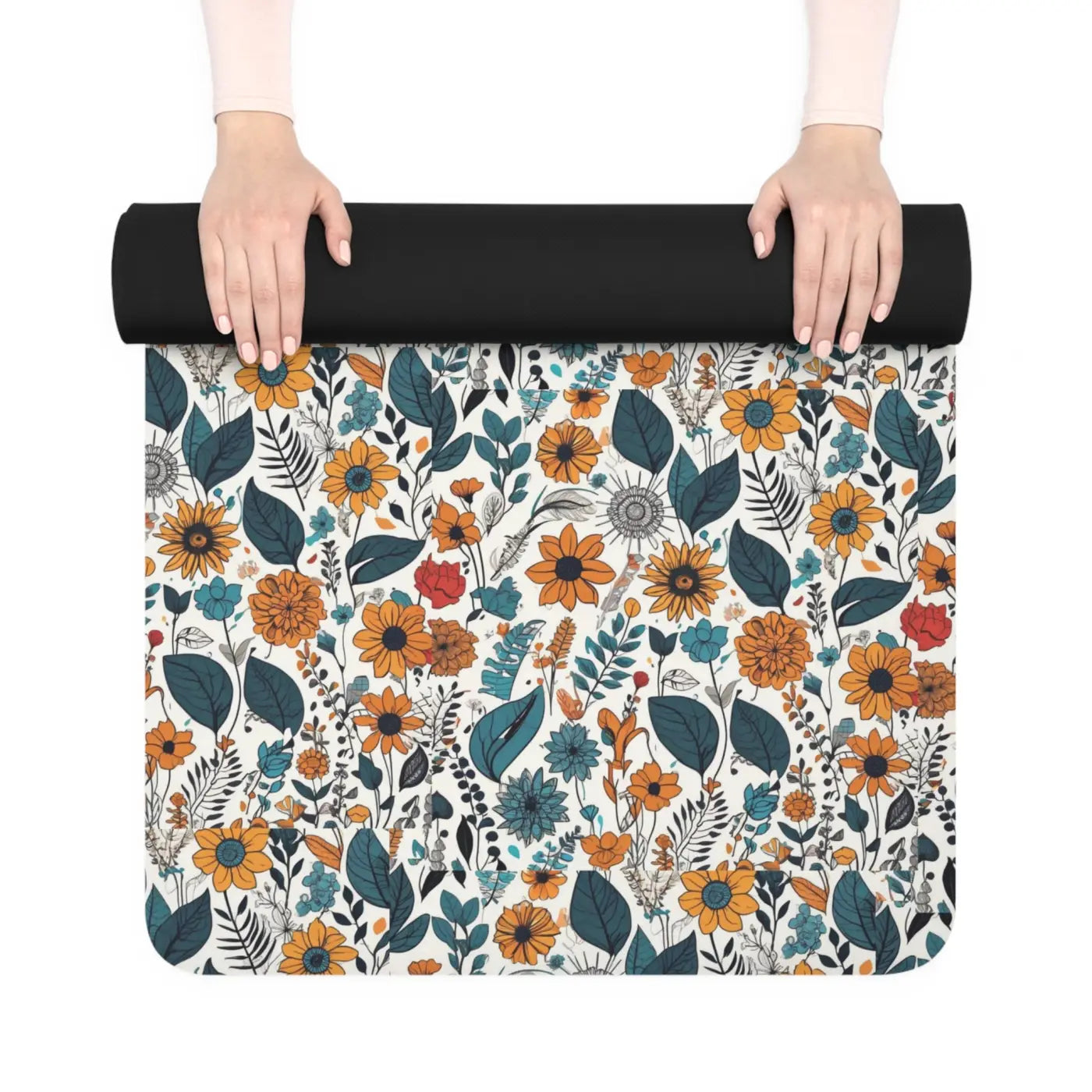Floral Yoga Mat - Microfiber Suede for Optimal Balance - DipaliZ