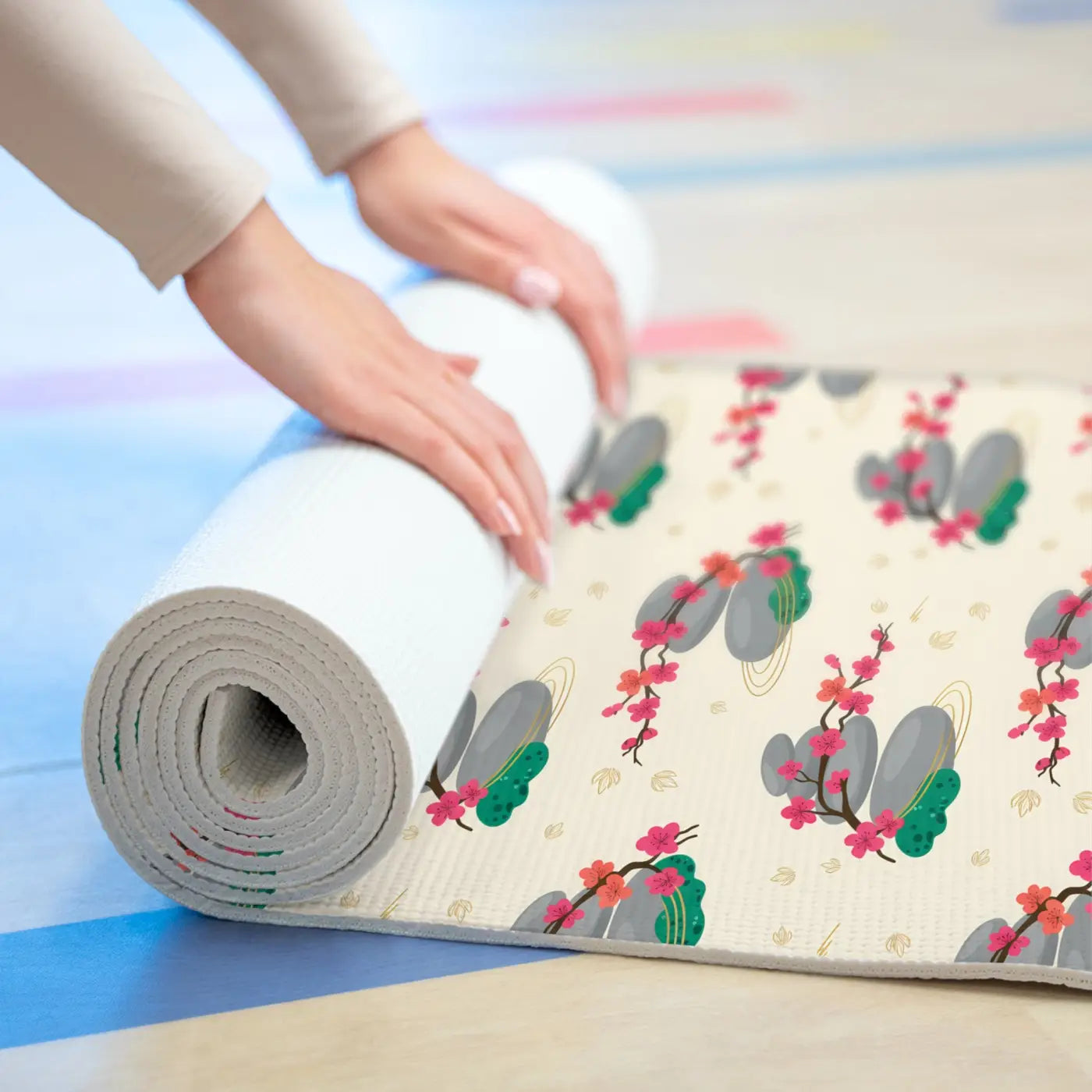 Floral Zen Blossom Foam Yoga Mat - Artful Serenity - DipaliZ