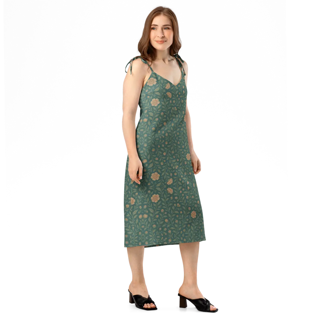 Emerald Green Midi Dress - Built-In Bra Support - DipaliZ