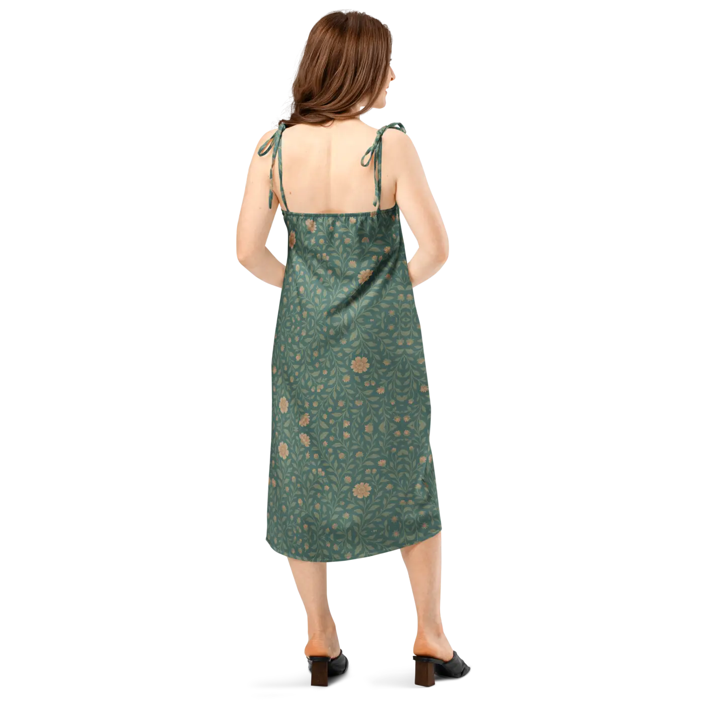 Emerald Green Midi Dress - Built-In Bra Support - DipaliZ