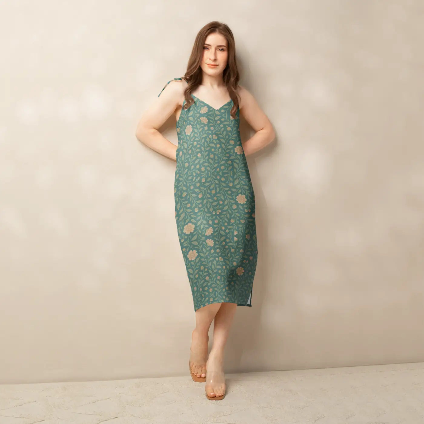 Emerald Green Midi Dress - Built-In Bra Support - DipaliZ