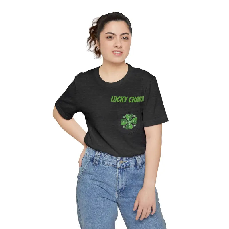 Unisex Pocket Tee - St Paddys Day Irish Charm - DipaliZ