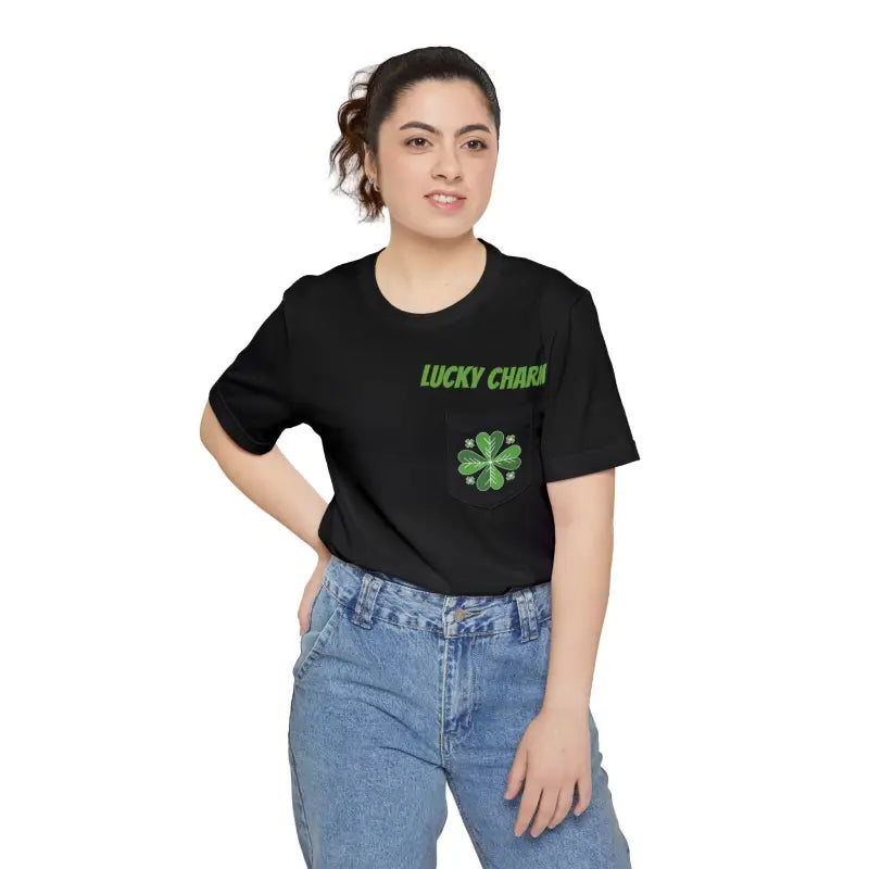 Unisex Pocket Tee - St Paddys Day Irish Charm - DipaliZ