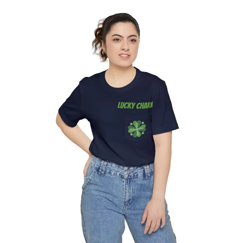 Unisex Pocket Tee - St Paddys Day Irish Charm - DipaliZ