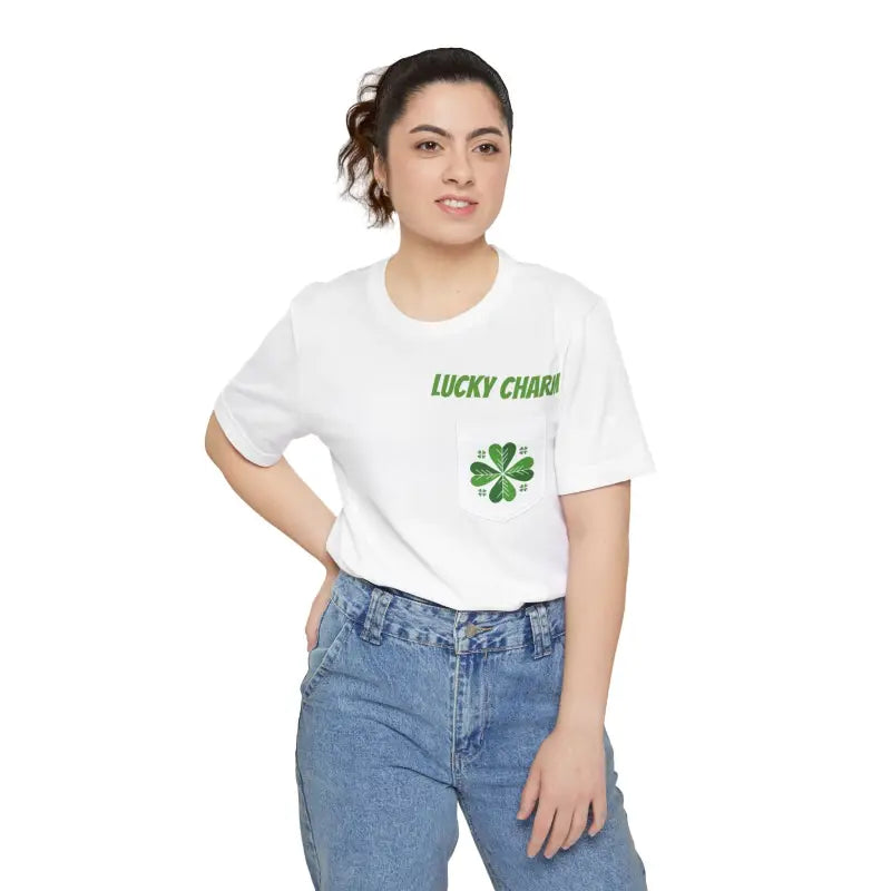 Unisex Pocket Tee - St Paddys Day Irish Charm - DipaliZ