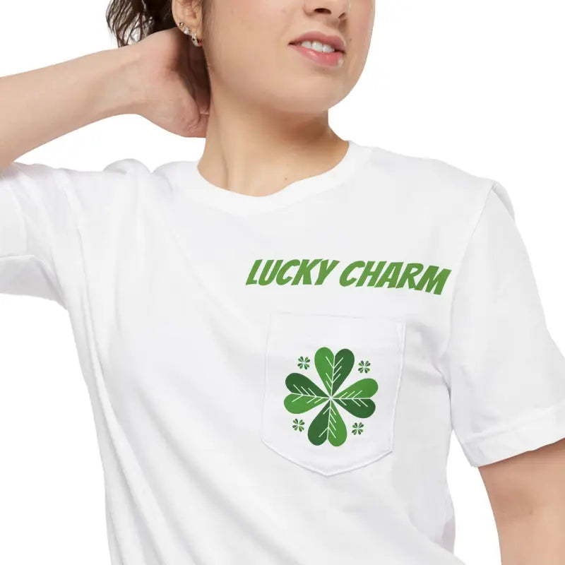 Unisex Pocket Tee - St Paddys Day Irish Charm - DipaliZ