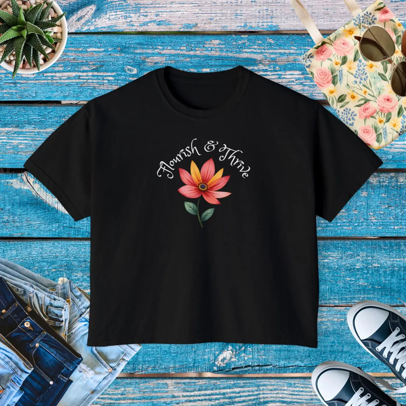 Vintage Pigment Dye Graphic Boxy Tee - Casual Comfort - DipaliZ