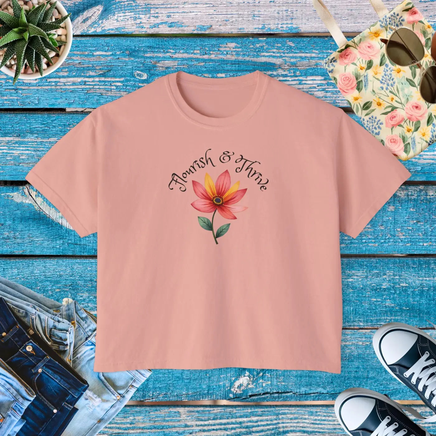Vintage Pigment Dye Graphic Boxy Tee - Casual Comfort - DipaliZ