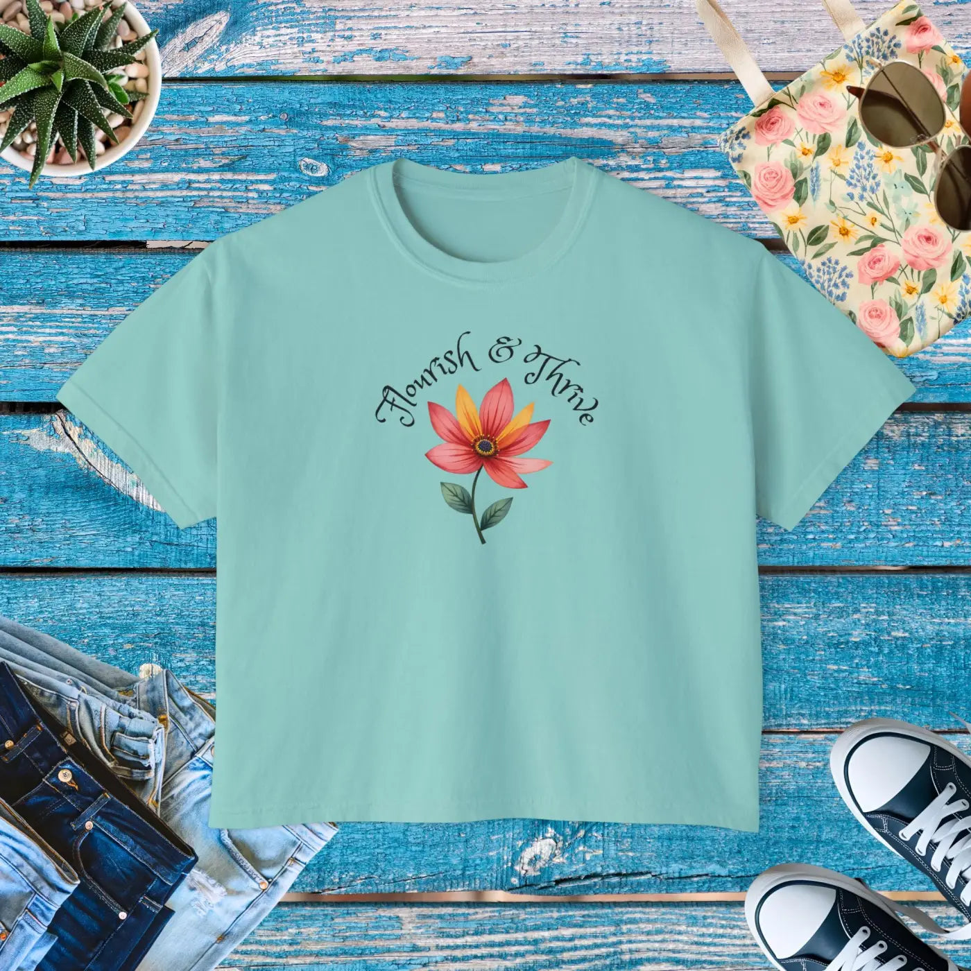 Vintage Pigment Dye Graphic Boxy Tee - Casual Comfort - DipaliZ