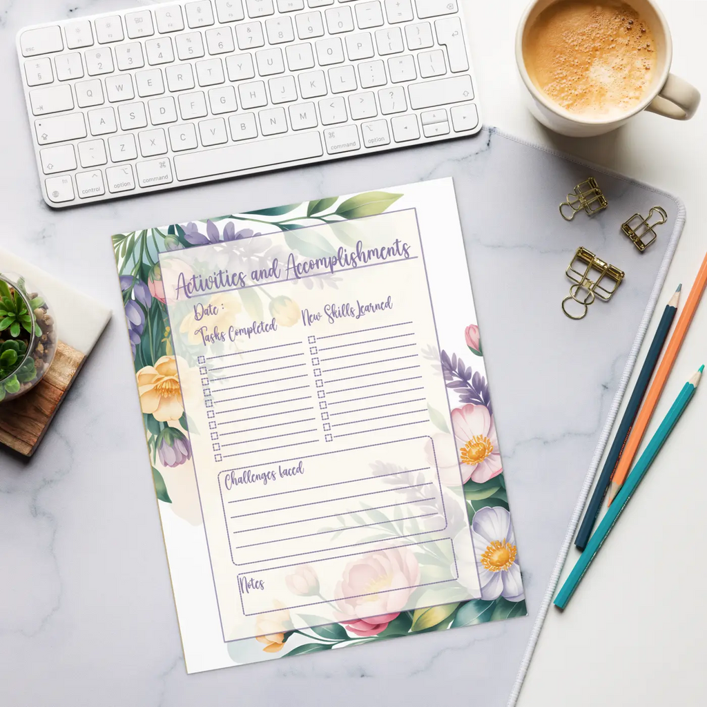 Flower Border Activities Notepad - Colorful Daily Planner - DipaliZ