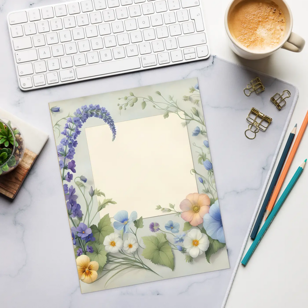 Flower Border Notepad - Vibrant Blank Space Design - DipaliZ