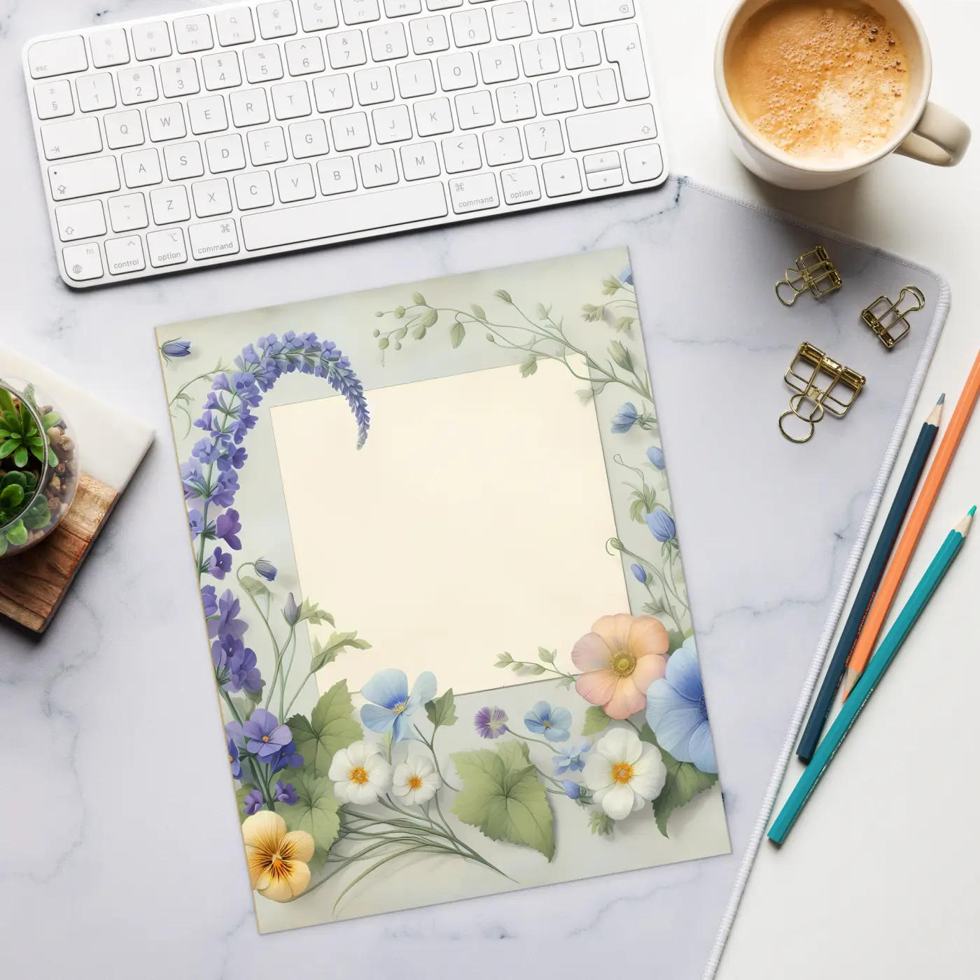 Flower Border Notepad - Vibrant Blank Space Design - DipaliZ