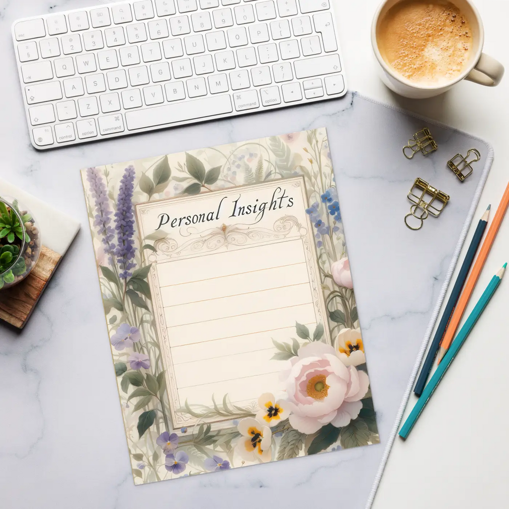 Flower Border Notepad - Personal Insights Space - DipaliZ