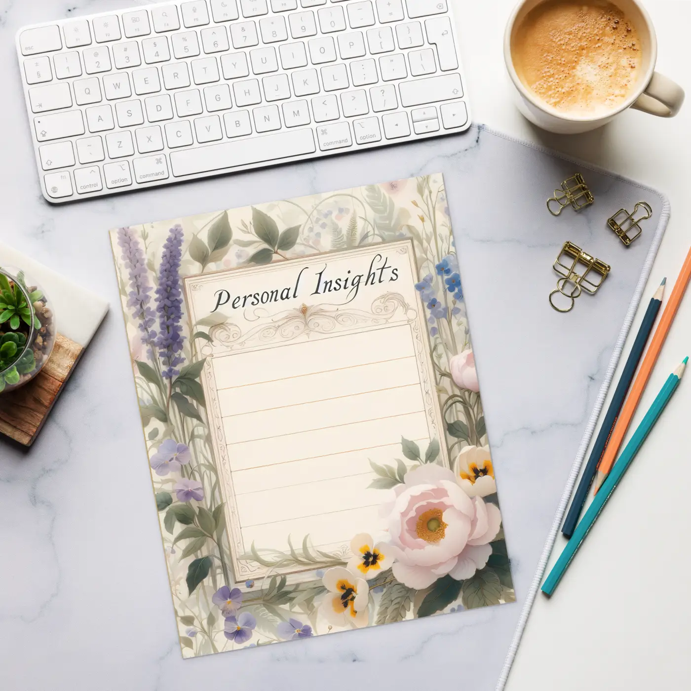 Flower Border Notepad - Personal Insights Space - DipaliZ