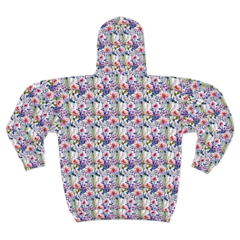 Unisex Zip Hoodie - Flower Pattern Fleece Jacket - DipaliZ
